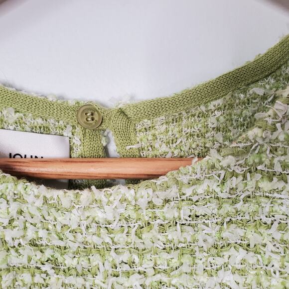 St. John Lurex Baby Eyelash Sheath Dress Tweed Knit Shift Dress Green Size 4 - Picture 7 of 13